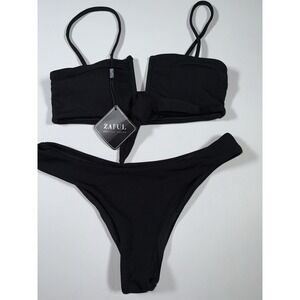 ZAFUL Women's Swimsuit Mid Waisted Bikini Summer Beach 2 Piece Sz Large Us‎ 4
